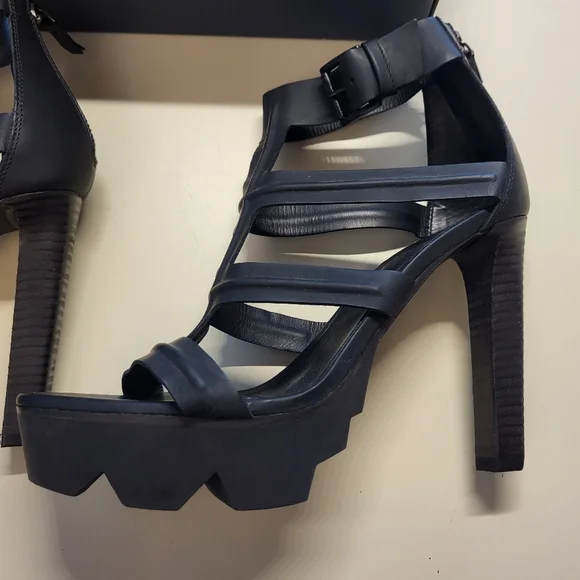 VIC MATIE Leather High Heeled Grip Fast Sole Platform Sandals Shoes - Sz EU 39 - Picture 5 of 16